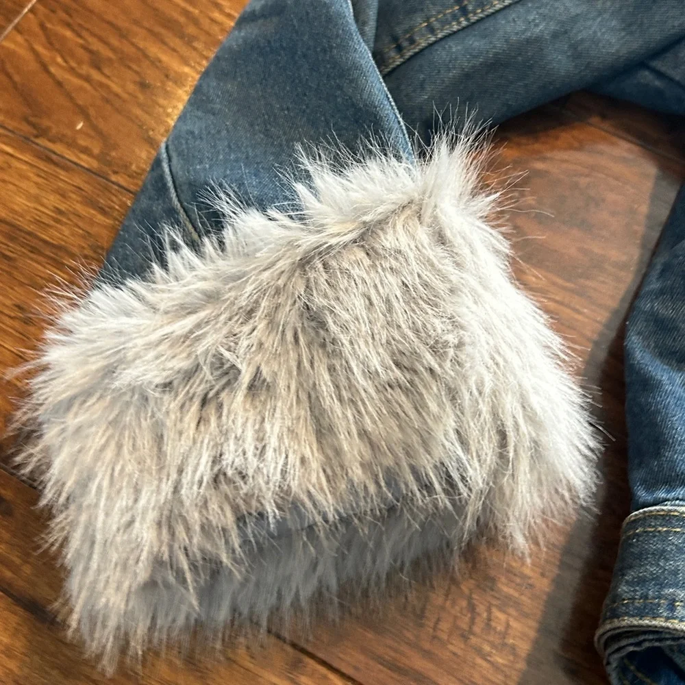 Women's Faux Collar Denim Jacket Penny lane style   size XL - Picture 9 of 12